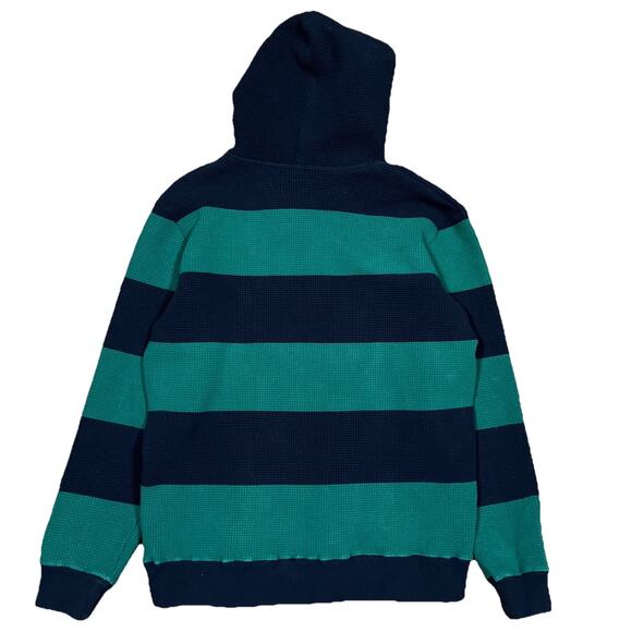 Beams Plus Japan Waffle Knit Hoodie Size Medium Sweatshirt Striped Color Block - Picture 2 of 7